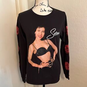 Selena Black Graphic Long Sleeve Shirt